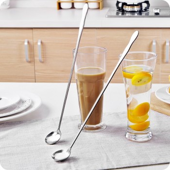 1pcs Stainless Steel Long Handle Stir Spoon Creative Korean Style Coffee Spoon Ice Cream Honey Dessert Spoon three size optional