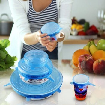6pcs/Lot Universal Silicone Suction Lid-bowl Pan Cooking Pot Lid-silicon Stretch Lids Silicone Cover Pan Spill Lid Stopper Cover