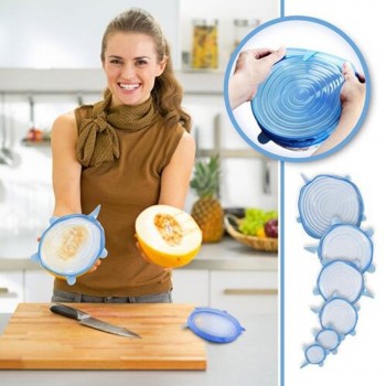 6pcs/Lot Universal Silicone Suction Lid-bowl Pan Cooking Pot Lid-silicon Stretch Lids Silicone Cover Pan Spill Lid Stopper Cover