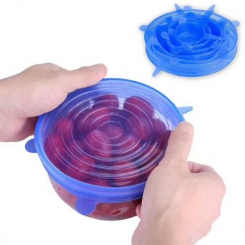 6pcs/Lot Universal Silicone Suction Lid-bowl Pan Cooking Pot Lid-silicon Stretch Lids Silicone Cover Pan Spill Lid Stopper Cover