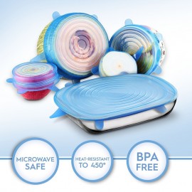 6pcs/set Reusable silicon stretch lids universal lid Silicone food wrap bowl pot lid silicone cover pan cooking Kitchen Stoppers