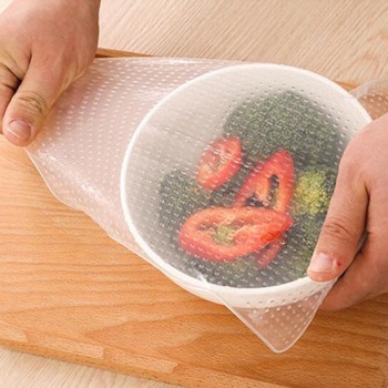 4pcs/set Silicone Cover Reusable Silicone stretch lids Multifunctional Silicone Wrap Seal Lid Food Fresh Keeping  Kitchen Tool