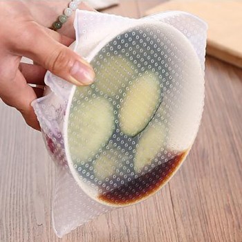 4pcs/set Silicone Cover Reusable Silicone stretch lids Multifunctional Silicone Wrap Seal Lid Food Fresh Keeping  Kitchen Tool