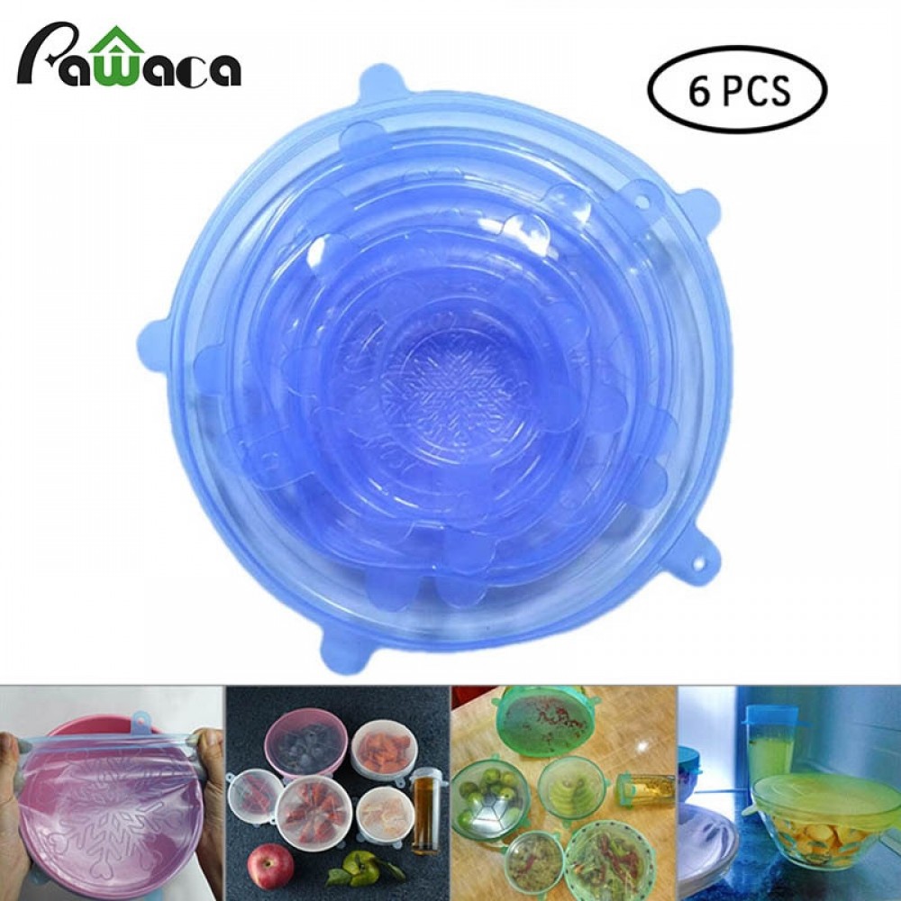 6pcs/set Net Snowflake Silicone Stretch Lids Universal Lids to Keep Food Fresh Storage Stretch Covers for Fruit,Cup,Bowl,Dish