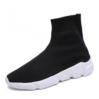 New Light High Top Breathable Lightweight Sock Shoes Man Women Sports Stretch Sport Sneakers Running Shoes For Men Sneaker Black