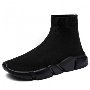 New Light High Top Breathable Lightweight Sock Shoes Man Women Sports Stretch Sport Sneakers Running Shoes For Men Sneaker Black
