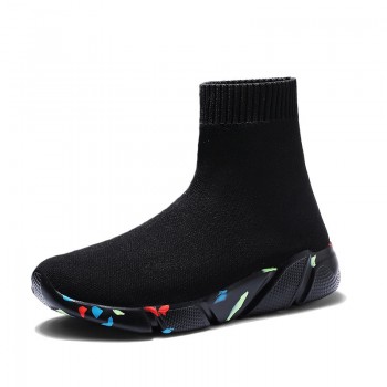 New Light High Top Breathable Lightweight Sock Shoes Man Women Sports Stretch Sport Sneakers Running Shoes For Men Sneaker Black