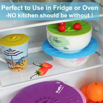 WALFOS Set of 5 silicone Microwave  bowl cover cooking pot pan lid Cover-Silicone food wrap cooking tools kitchen utensil