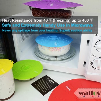 WALFOS Set of 5 silicone Microwave  bowl cover cooking pot pan lid Cover-Silicone food wrap cooking tools kitchen utensil