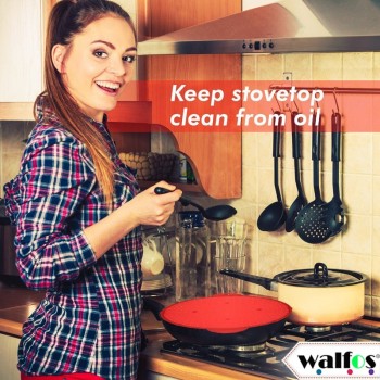 WALFOS 3 in 1 Splatter Screen Splatter Guard Kitchen Strainer Trivet pot lid pan cover Silicone Lid Spill Stopper Wash Strainer