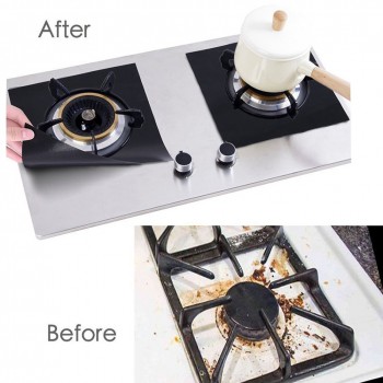 4Pcs Glass Fiber Gas Stove Protectors Reusable Gas Stove Burner Covers Kitchen Tools Mat Cooker Protectors Cover S3