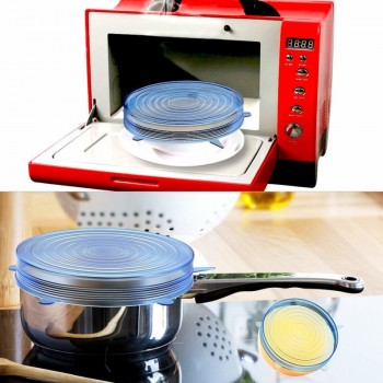 2PC/LOT Silicone Suction Lid-bowl Pan Cooking Pot Lid-silicon Stretch Lids  Spill lid Stopper Universal Food Cover