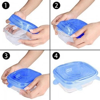 Universal Silicone Suction Lid 2PCS Easy Vacuum Seal Stretch  Sealer Bowl Can Pan Pot Caps Cover Kitchen Cookware Accessories