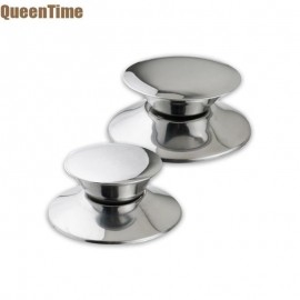 QueenTime 2Pcs/Set Replacement Pot Lid Knobs Stainless Steel Pans Cover Handle Durable Silver Wok Lids Grip Cookware Accessories