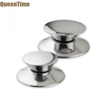 QueenTime 2Pcs/Set Replacement Pot Lid Knobs Stainless Steel Pans Cover Handle Durable Silver Wok Lids Grip Cookware Accessories