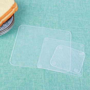 4pcs Reusable Silicone Food Fresh Keeping Stretch Wrap Seal Film Bowl Cover Home Storage and Organization Kitchen Tools 3 Sizes