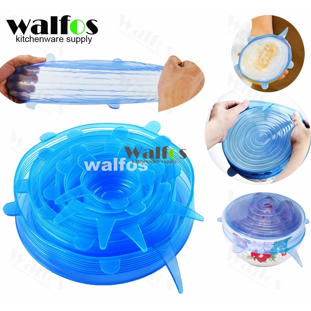 WALFOS silicone lid for can Sealed Crisper Refrigerator Plastic Food Storage Box Preservation Box Container Kitchen Supplies