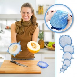 Super STRETCH Lids - Silicone Fit Lids 6-Pack - Blue