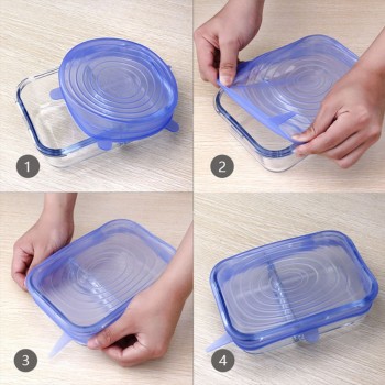 Food Grade real silicon stretch lids universal lid silicone saran food wrap-bowl pot lid-silicone cover pan kitchen tools