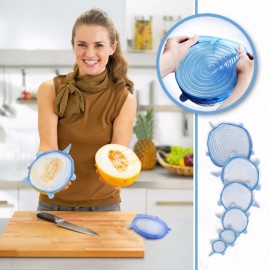 6pcs Silicone Lid Cover Spill Stopper Universal Suction Lid-bowl Pan Silicone Cover Kitchen Pan Stretch Cover Stoppers Tools