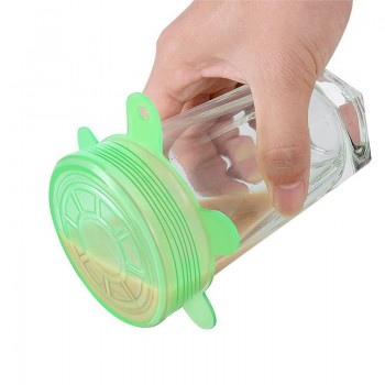 6pcs Silicone Lid Cover Spill Stopper Universal Suction Lid-bowl Pan Silicone Cover Kitchen Pan Stretch Cover Stoppers Tools