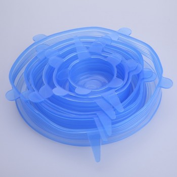 6pcs Silicone Lid Cover Spill Stopper Universal Suction Lid-bowl Pan Silicone Cover Kitchen Pan Stretch Cover Stoppers Tools