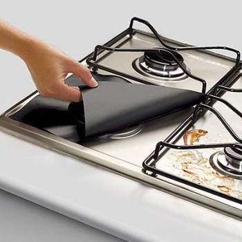 Reusable Aluminum Foil 4pcs/lot Gas Stove Protectors Cover/Liner Reusable Non Stick Silicone Dishwasher Safe
