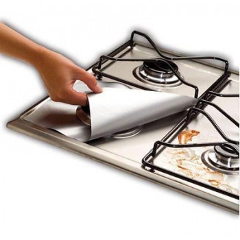 Reusable Aluminum Foil 4pcs/lot Gas Stove Protectors Cover/Liner Reusable Non Stick Silicone Dishwasher Safe