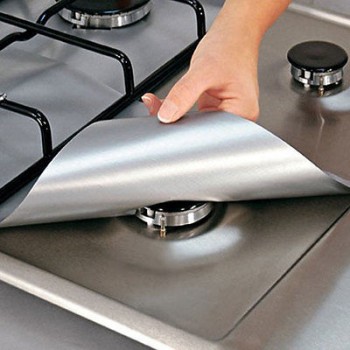 Reusable Aluminum Foil 4pcs/lot Gas Stove Protectors Cover/Liner Reusable Non Stick Silicone Dishwasher Safe