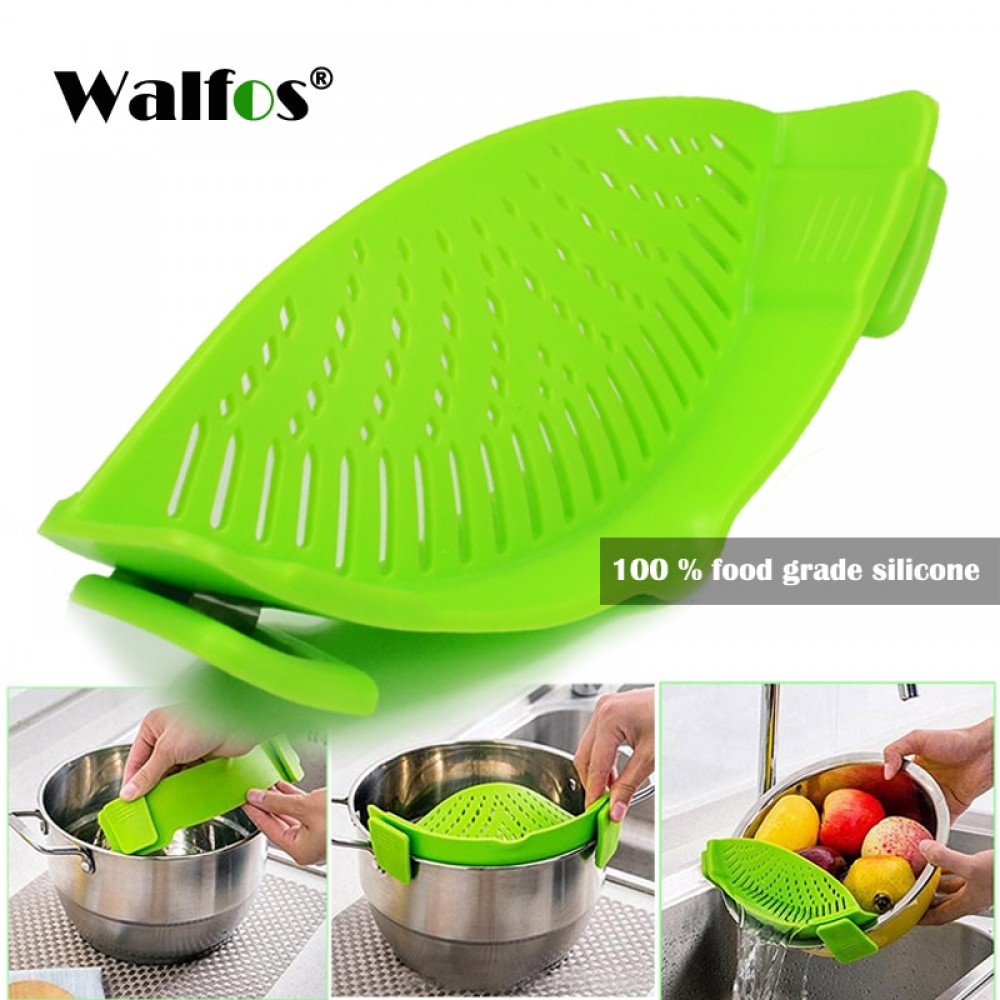 WALFOS Food Grade  Silicone Funnel Strainer Pot Pan Bowl Baking Wash Rice Colander Kitchen Accessories Gadgets cooking Tools
