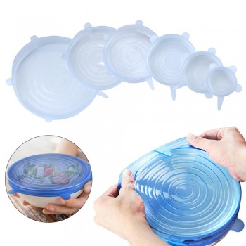 6Pcs/lot Silicone Stretch Lids Universal Food amp; Bowl Silicone Caps BPA Free Kitchen Silicone Covers For Dishes Kitchen Helper