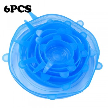6Pcs/lot Silicone Stretch Lids Universal Food amp; Bowl Silicone Caps BPA Free Kitchen Silicone Covers For Dishes Kitchen Helper