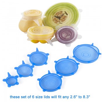 6Pcs/ Set Universal Silicone Stretch Lids Vacuum Seal Suction Cover Sealer Bowl Pot Silicone Cover kitchen cookwar accessories