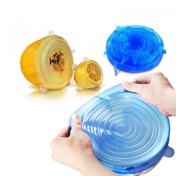 6Pcs/ Set Universal Silicone Stretch Lids Vacuum Seal Suction Cover Sealer Bowl Pot Silicone Cover kitchen cookwar accessories