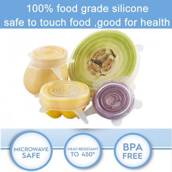 6Pcs/ Set Universal Silicone Stretch Lids Vacuum Seal Suction Cover Sealer Bowl Pot Silicone Cover kitchen cookwar accessories