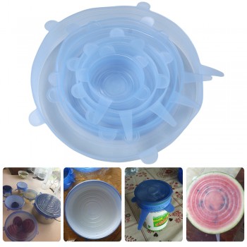 6Pcs/set Universal Silicone Caps Dishes Silicone Stretch Lids Kitchen BPA Free Food amp; Bowl Silicone Covers Kitchen Accessories