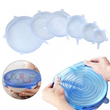 6Pcs/set Universal Silicone Caps Dishes Silicone Stretch Lids Kitchen BPA Free Food amp; Bowl Silicone Covers Kitchen Accessories