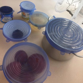 6Pcs/set Universal Silicone Caps Dishes Silicone Stretch Lids Kitchen BPA Free Food amp; Bowl Silicone Covers Kitchen Accessories