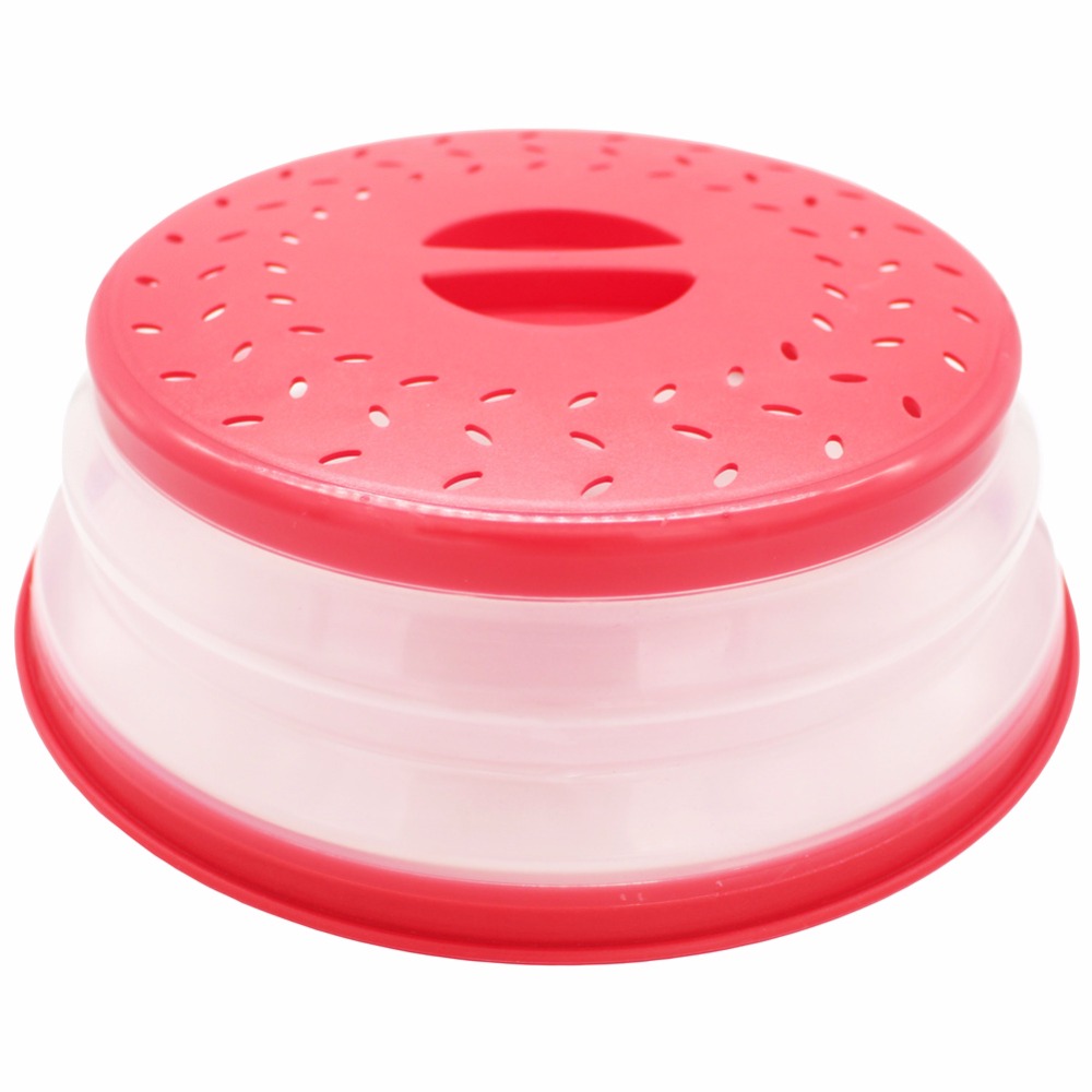 Collapsible Microwave Cover Lid Folding Silicone Microwave Plate Cover Colander Strainer for Fruit Vegetables 10.5 inch