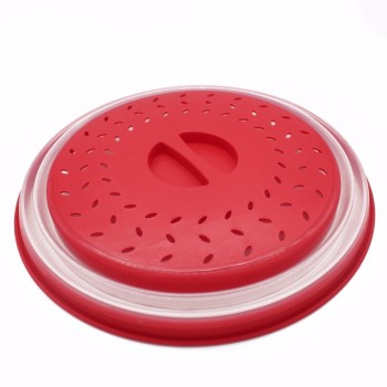 Collapsible Microwave Cover Lid Folding Silicone Microwave Plate Cover Colander Strainer for Fruit Vegetables 10.5 inch