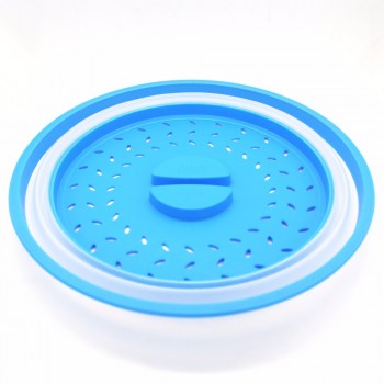 Collapsible Microwave Cover Lid Folding Silicone Microwave Plate Cover Colander Strainer for Fruit Vegetables 10.5 inch