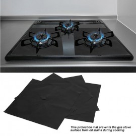 4Pcs non-sticky and easy-to-clean black gas stove protection mats safety Burner Protector Liner Cover Cleaning Kitchen Tools