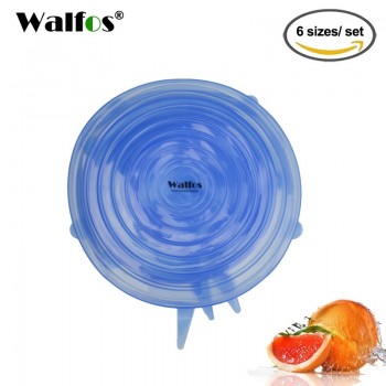 WALFOS 6pcs Universal Silicone Stretch Suction Pot Lids Kitchen Silicone Cover Cooking Pan Spill Lids Home Bowl Stopper Cover