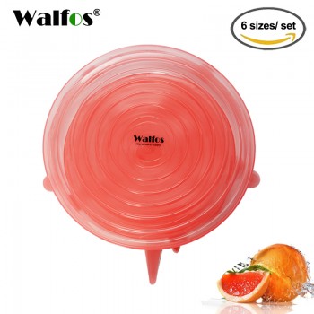 WALFOS 6pcs Universal Silicone Stretch Suction Pot Lids Kitchen Silicone Cover Cooking Pan Spill Lids Home Bowl Stopper Cover