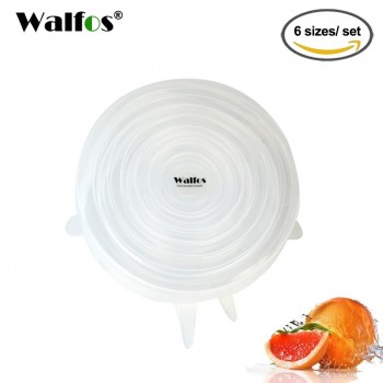 WALFOS 6pcs Universal Silicone Stretch Suction Pot Lids Kitchen Silicone Cover Cooking Pan Spill Lids Home Bowl Stopper Cover