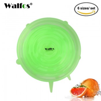 WALFOS 6pcs Universal Silicone Stretch Suction Pot Lids Kitchen Silicone Cover Cooking Pan Spill Lids Home Bowl Stopper Cover