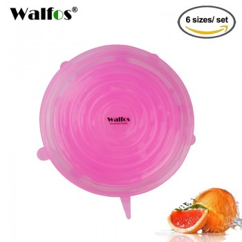 WALFOS 6pcs Universal Silicone Stretch Suction Pot Lids Kitchen Silicone Cover Cooking Pan Spill Lids Home Bowl Stopper Cover