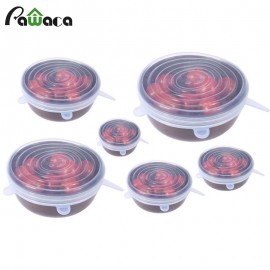 6pcs/set Silicone Stretch Lids Universal Food Wrap Bowl Pot Lid Suction Silicone Cover Pan Spill Stopper Cooking Kitchen Tools