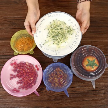 6pcs/set Silicone Stretch Lids Universal Food Wrap Bowl Pot Lid Suction Silicone Cover Pan Spill Stopper Cooking Kitchen Tools
