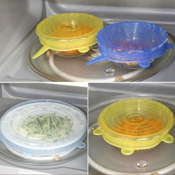 6pcs/set Silicone Stretch Lids Universal Food Wrap Bowl Pot Lid Suction Silicone Cover Pan Spill Stopper Cooking Kitchen Tools